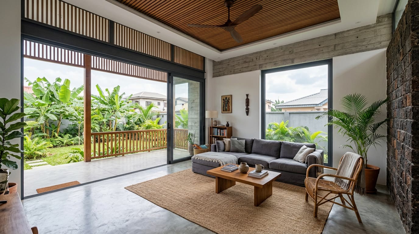 Interior, Living room, looking through to the garden