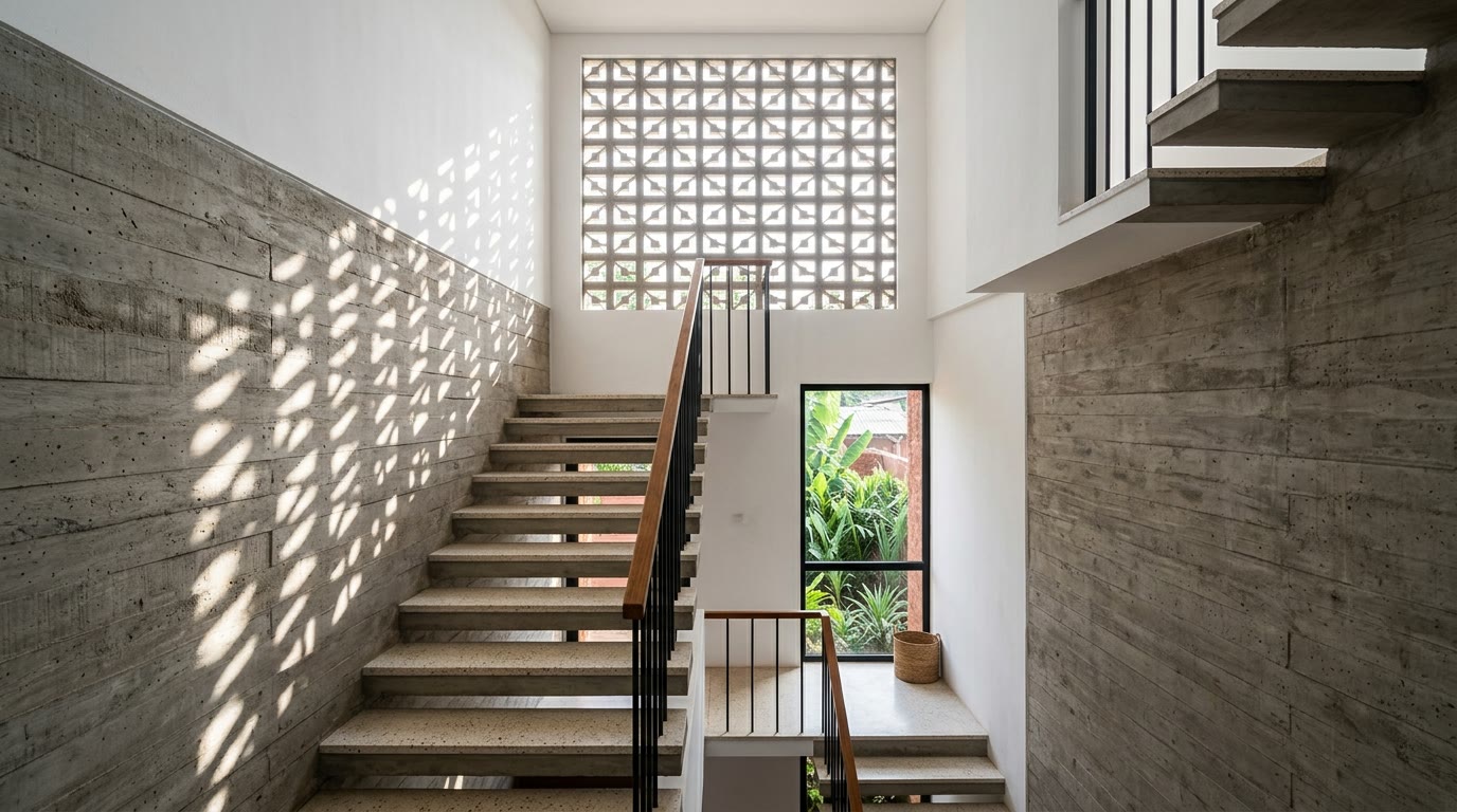 Detail, Stair and the high level vent above it