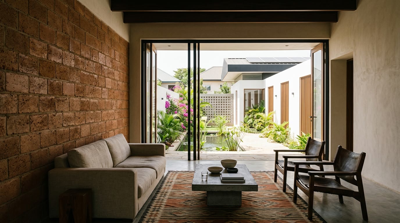 Interior, Living room, exposed earth wall