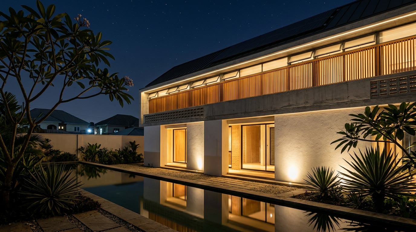 Evening, Night flush. High level louvres open