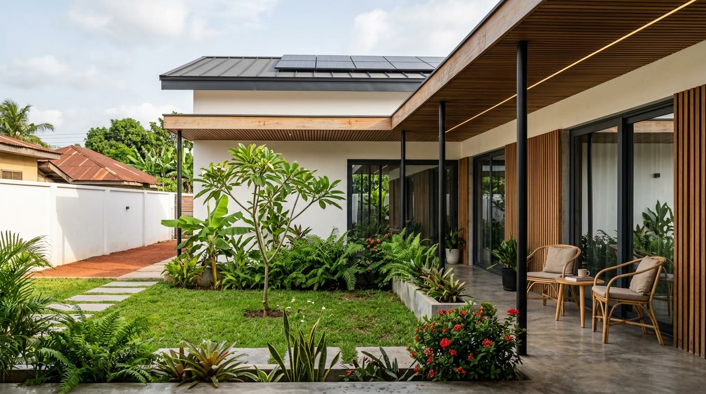 Landscape, The courtyard, mid afternoon