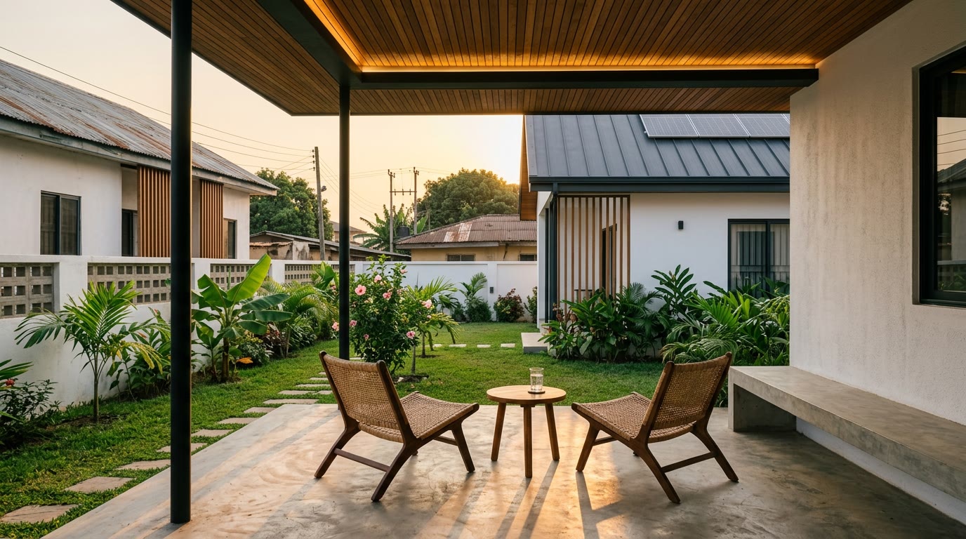 Exterior, Garden veranda, evening